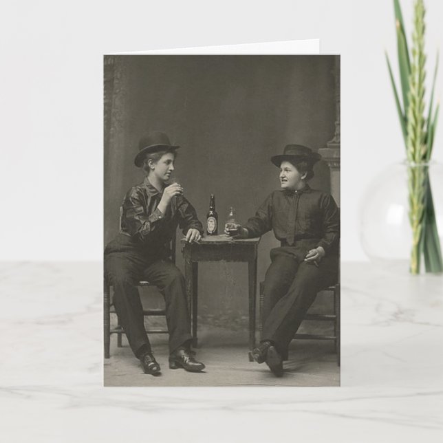 Agradecimento Obrigados para a bebida Cartão de Saudação Lésbica (Frente)