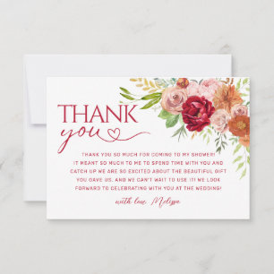 Agradecimento Outono Floral,  Flor de Marsala Cartão de Agradeci