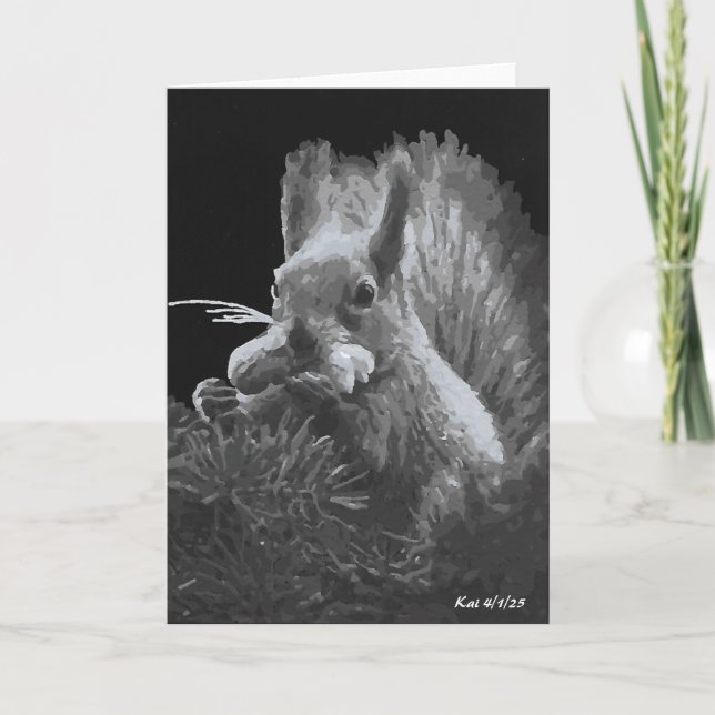 Agradecimento Paddy Cake, Cartão Dobrado de Esquilo (Frente)