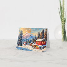 paisagem de natal vintage cartão dobrado