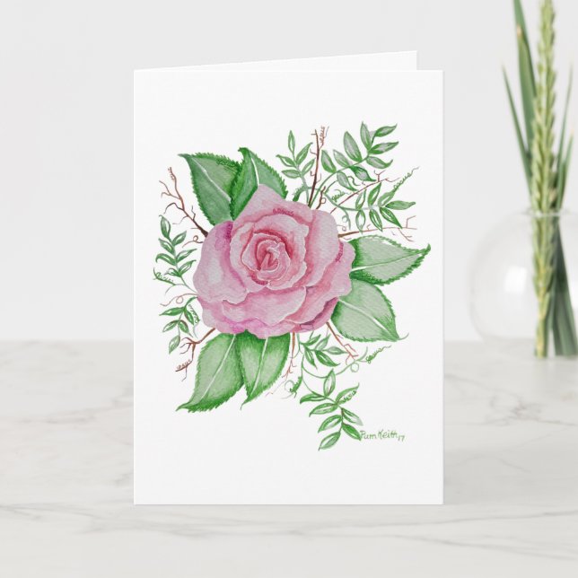 Agradecimento Palavra "Jesus Rosa Rosa" - Cartão de Saudação (Frente)