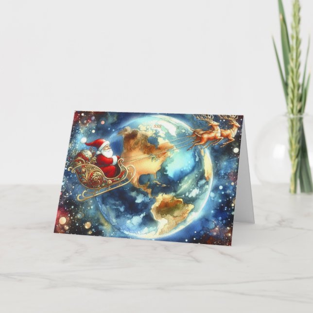 Agradecimento Papais noeis no Cartão de Natal Sleigh (Frente)