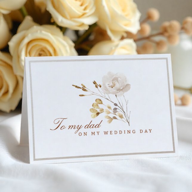 Agradecimento Para o meu Pai no meu Cartão Floral de Dia de Casa (Dad - Wedding Day Card)
