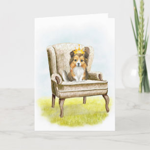 Agradecimento Parabéns Sheltie Princesa Pup Cartão de Aniversári