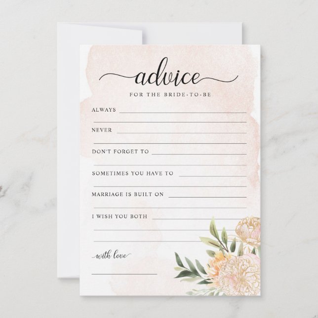 Agradecimento Peony e Gold Foil Blooms Noiva para Cartão de Acon (Frente)