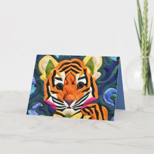 Agradecimento Pequeno Cubo De Tigre Como Cartão De Aniversário D