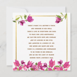 Agradecimento Perda Floral da Mãe Poem Cartão de condolências Fl
