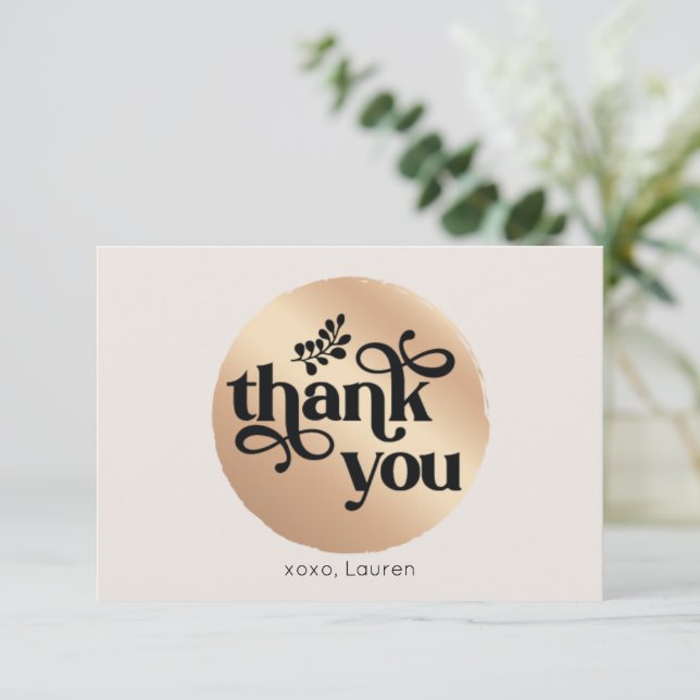 Agradecimento Personalizado Círculo Dourado Vintag (Em pé/Frente)
