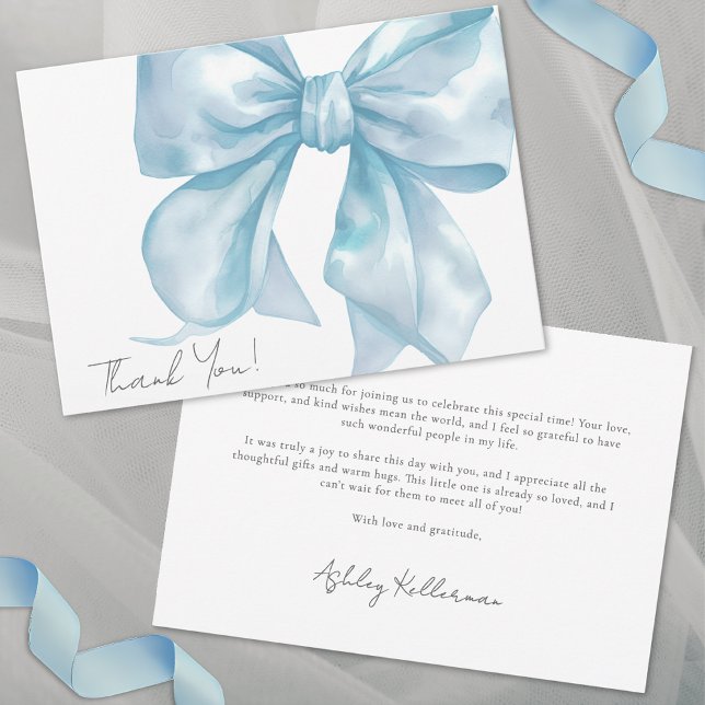 Agradecimento Personalizado Elegante Arco Azul (Personalized Elegant Blue Bow Thank You)