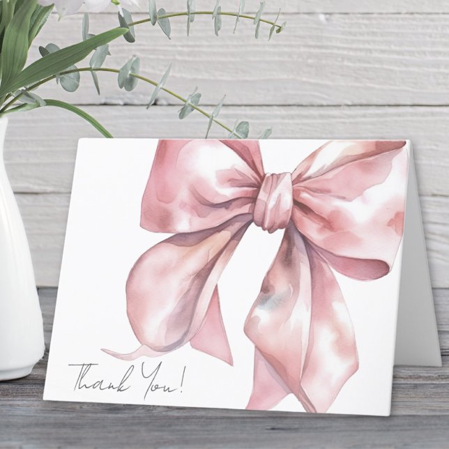 Agradecimento Personalizado Elegante Arco Rosa (Personalized Elegant Pink Bow Thank You)