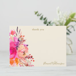Agradecimento Personalizado Elegante Rosa Floral C