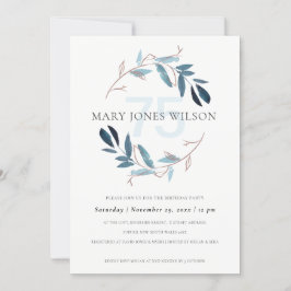 AGRADECIMENTO PINK BLUE FOLIAGE WREATH QUALQUER CARTÃO DE ANIVER