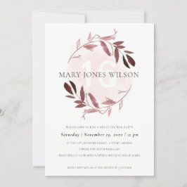 AGRADECIMENTO PINK PULPLE FOLIAGE WREATH SWEET 16 CARTÃO DE ANIV