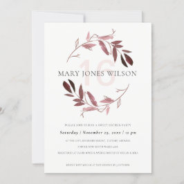 AGRADECIMENTO PINK PULPLE FOLIAGE WREATH SWEET 16 CARTÃO DE ANIV