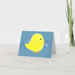 Agradecimento Pintinho Fluffy Baby Com Cartão Azul De Nota
