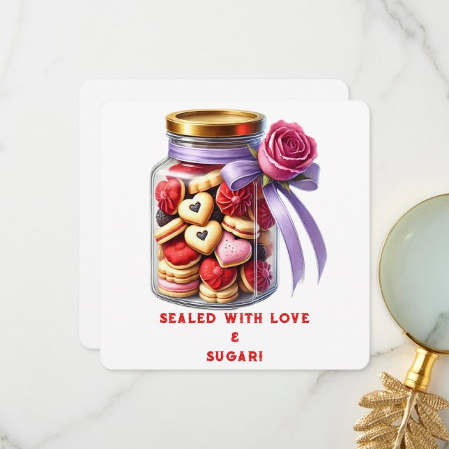 Agradecimento Pote de Biscoitos - Cartão do Dia dos Namorados (Frente/Verso In Situ)