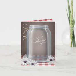 Agradecimento Pote de Pedra Country Daisy Xadrez Vermelho Cartão