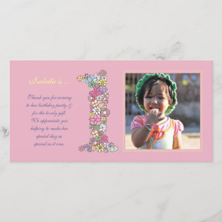 Agradecimento primeiro aniversario De Meninas Obrigado Cartão co