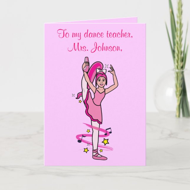 Agradecimento Professor de dança Obrigado Cartão Personalizável (Frente)