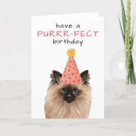 Agradecimento Purfect Birthday Cat Watercolor Cartão de Aniversá