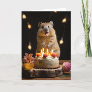 Agradecimento Quokka com Bolo de Aniversário - Cartão