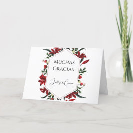 Agradecimento Red Floral Obrigado Cartão de Casamento em Español