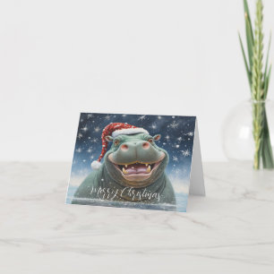 Agradecimento Rindo do cartão de Natal Hippo