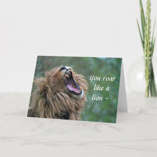 AGRADECIMENTO ROAR COMO UM LÍON, MAS CARTÃO DE ANIVERSÁRIO