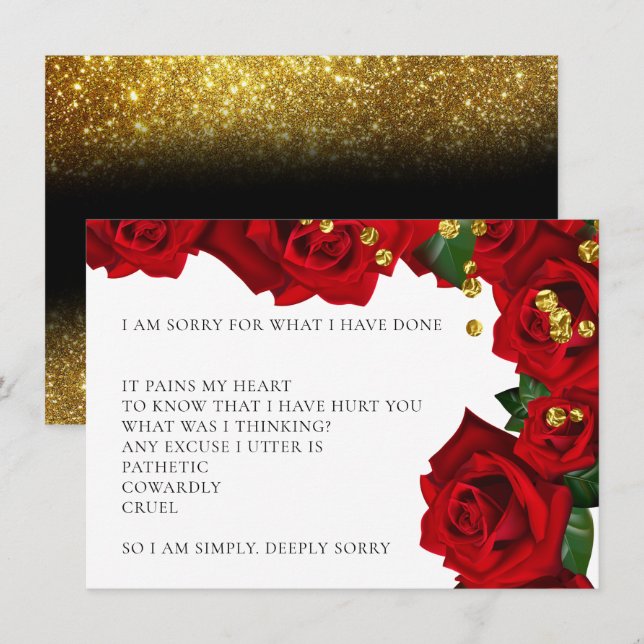 Agradecimento Rosas turcos vermelhos, sinto muito, cartão de des (Frente/Verso)