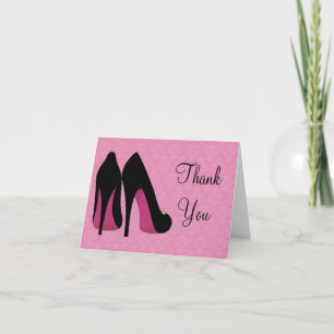 Agradecimento Sapatos Rosa e Preto de Damasco Cartão de Agradeci