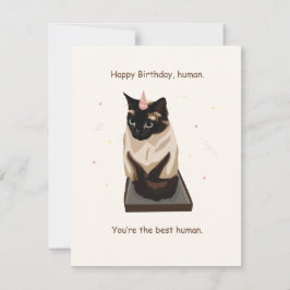 Agradecimento Saudação do Cartão de Aniversário com Gato Siamês