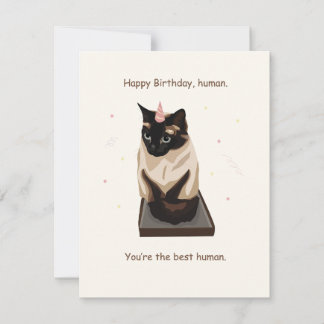 Agradecimento Saudação do Cartão de Aniversário com Gato Siamês