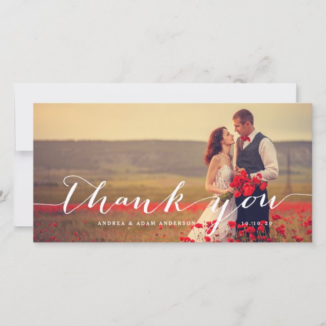 Agradecimento Script de manuscrito | Casamento Obrigado Cartão c (Frente)
