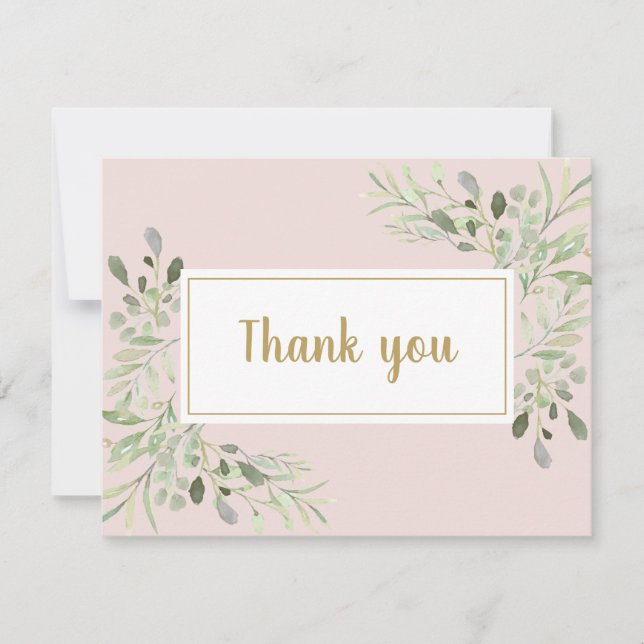 Agradecimento Script de Negócios Rosa Cartão de Obrigado Folhas  (Frente)