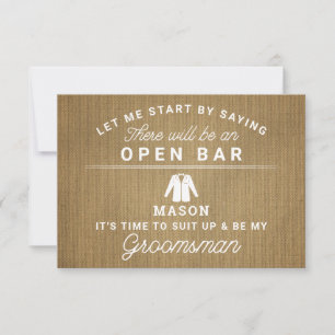 Agradecimento Seja Meu Cartão De Padrinho de casamento - Burlap