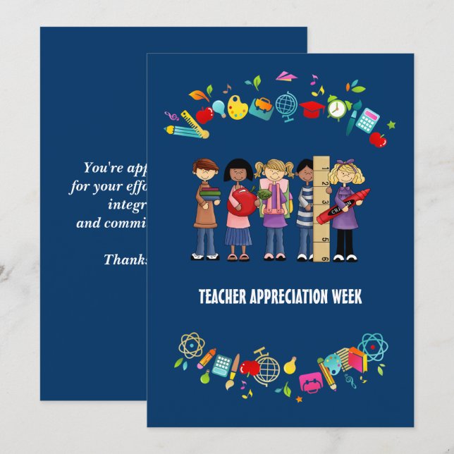 Agradecimento Semana de Apreciação de Professores Cartão de Agra (Frente/Verso)
