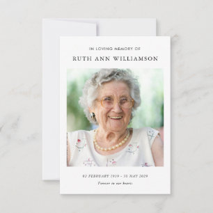 Agradecimento Simples Cartão de Poema Funeral Memorial