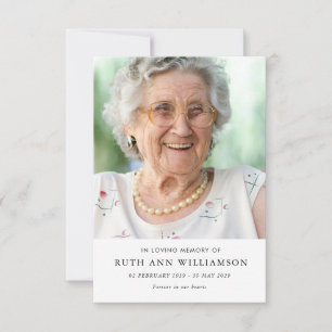 Agradecimento Simples Cartão de Poema Funeral Memorial