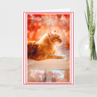 Agradecimento Tabby Cat num Cartão de Aniversário de Cerca