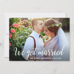 Agradecimento Temos Cartão com fotos De Casamento De Caligrafia