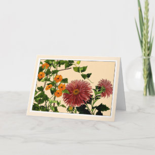 Agradecimento Thumbergia & Aster, Cartão de Arte Botânica