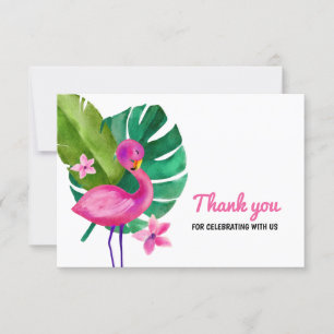 Agradecimento Tropical de Flamingo Rosa Aquarela