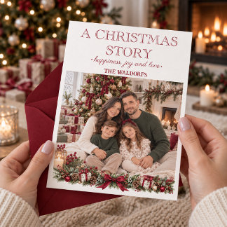 Agradecimento Um cartão de Natal personalizado com foto da famíl