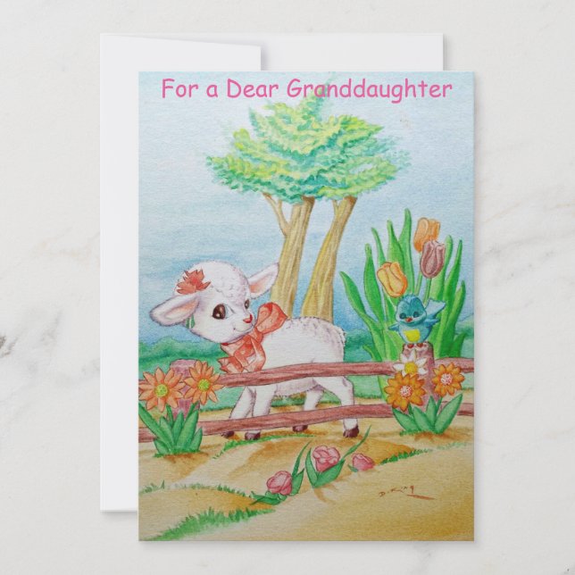 Agradecimento Um cartão de saudações de Páscoa para netas de vea (Frente)