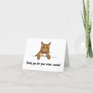 Agradecimento Um Ginger Cat Dobrou Obrigado Cartão de Pedido