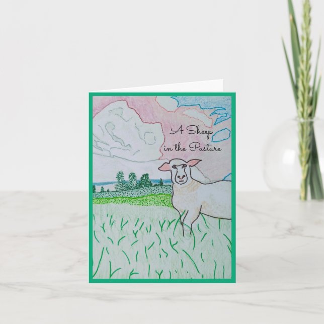 Agradecimento Uma ovelha no cartão de saudação do Vazio de pastu (Frente)