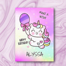 Agradecimento Unicórnio de aniversário! Cartão de aniversário da