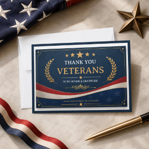 Agradecimento Veteranos Cartão de Apreciação Patriótica para H