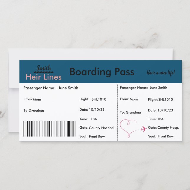 Agradecimento Viagem de Cartão de Aviso de Gravidez (Frente)