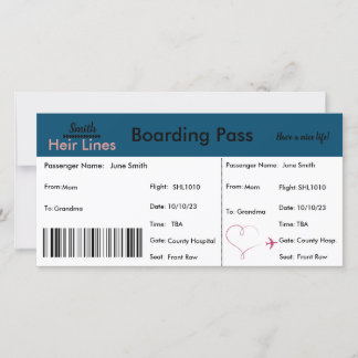 Agradecimento Viagem de Cartão de Aviso de Gravidez